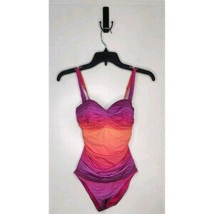 Bleu Rod Beattie Women's Cool Breeze Shirred Underwire One-Piece Swimsuit Sz 4